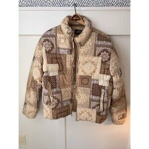 Maison Article Paisley Patchwork Puffer Jacket Brown Beige Embroidered Men's L